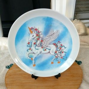 🦄Majestic 🦄Unicorn Porcelain Collectors Plate  9" round Certificate on Back
